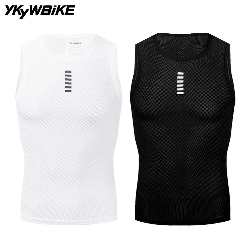 YKYWBIKE Men Cycling Base Layer Summer Jersey Cycling Vest Reflective MTB Road Bike Bicycle Vest Mesh Underwear Cycling Clothing