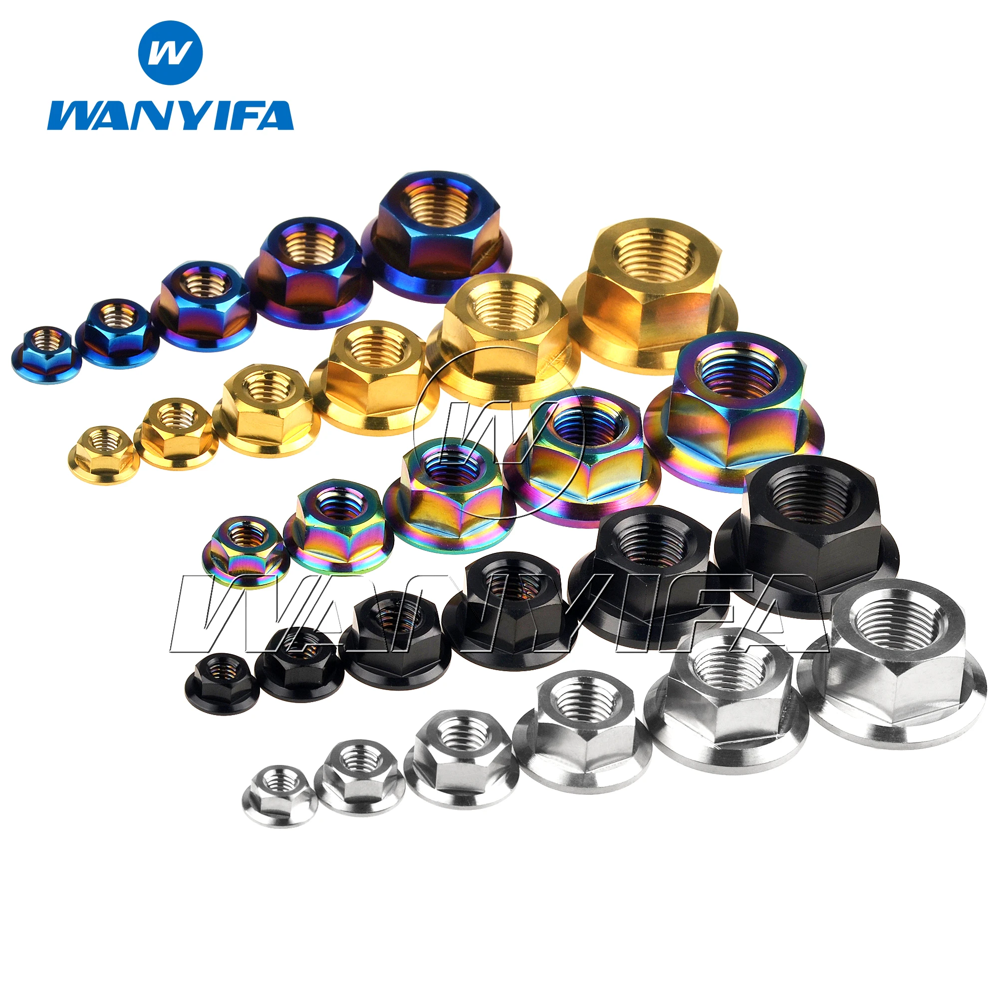 Wanyifa Titanium Nut M5 M6 M8 M10 M12 M14 M16 Flange Nuts for Bicycle Motorcycle Car