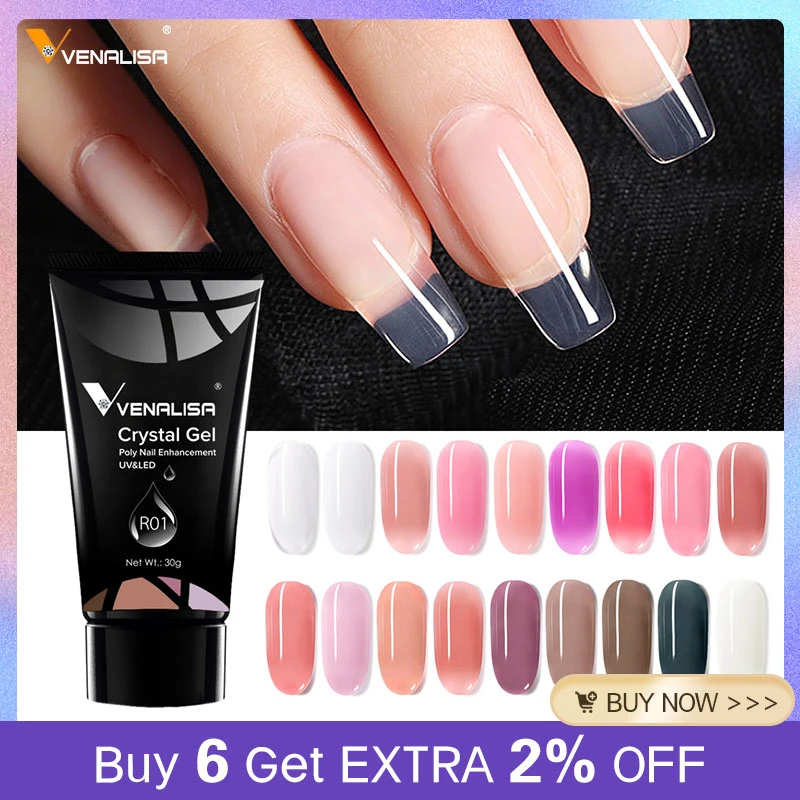 Venalisa Poly Nail Gel 30g Nail Art Transparent Camouflage Color Fibre Glass Hard Jelly Quick Building Nail Extend Gum Acrylic