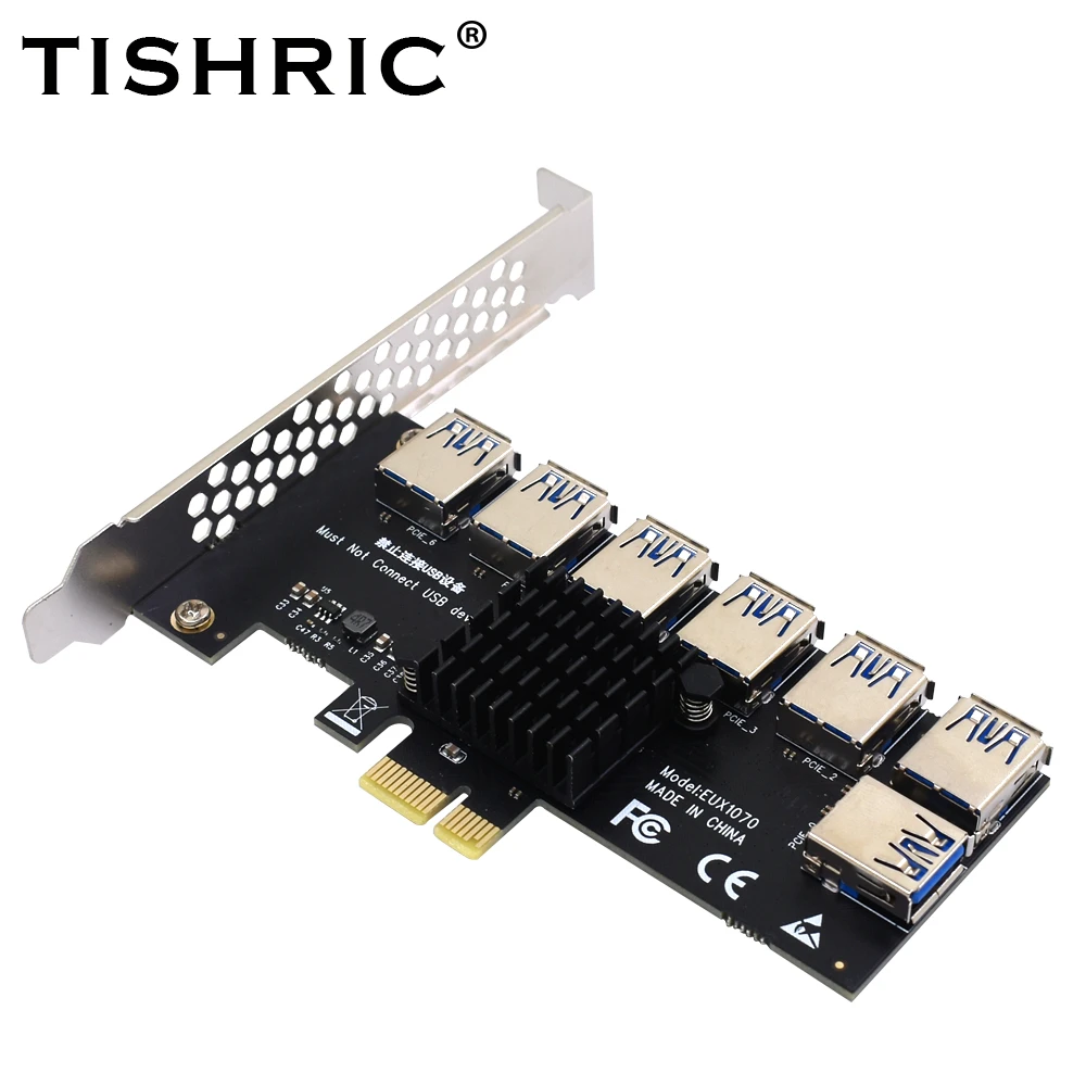 TISHRIC Gold PCIE PCI-E Riser Card 1 to 4 USB 3.0 Multiplier Hub X16 PCI Express 1X 16X Adapter For Bitcoin ETH Mining Miner