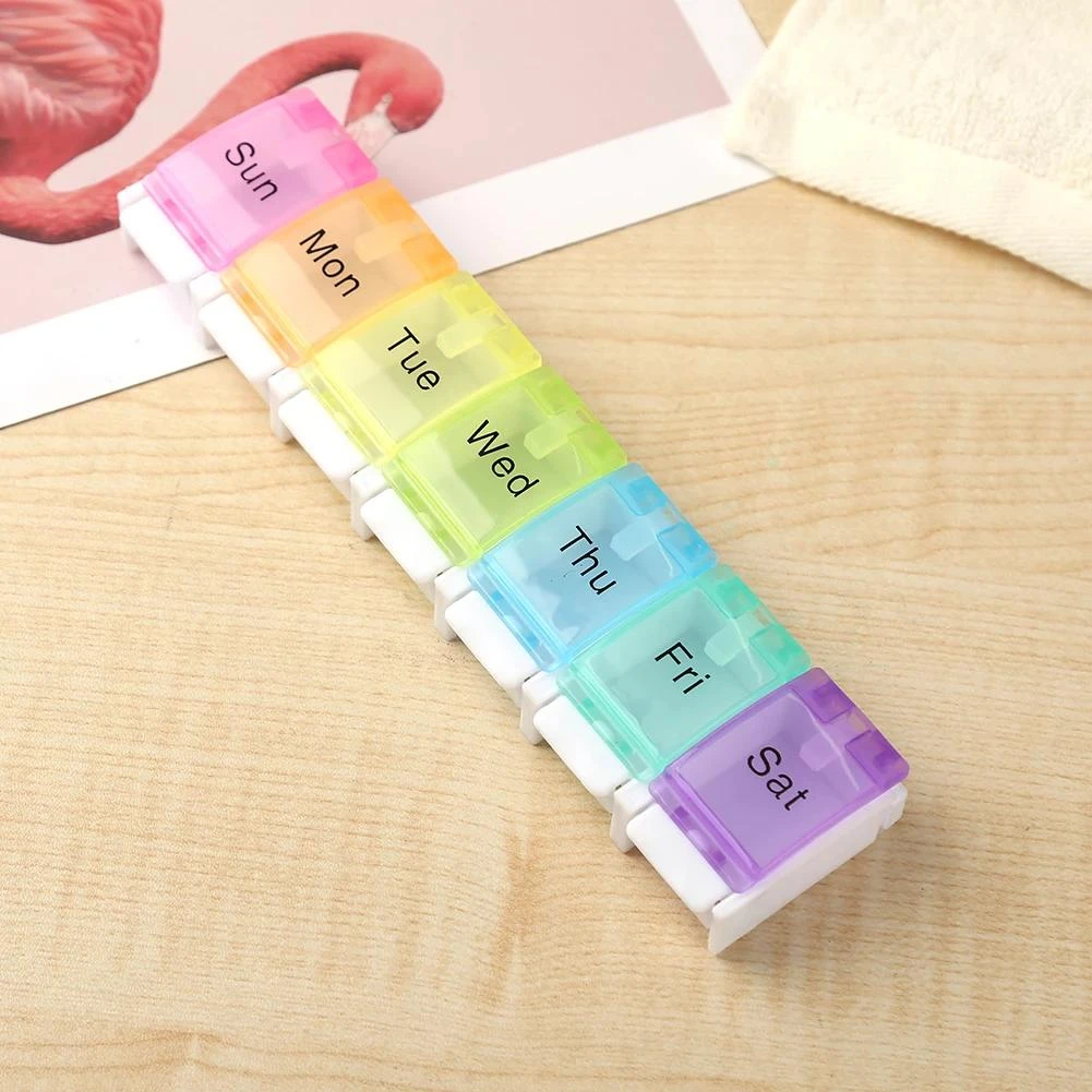 7 Days Weekly Pills Box Tablet Holder Storage Case Medicine Drug Container Mini 7 Cells Pill Box Tablet Storage Box