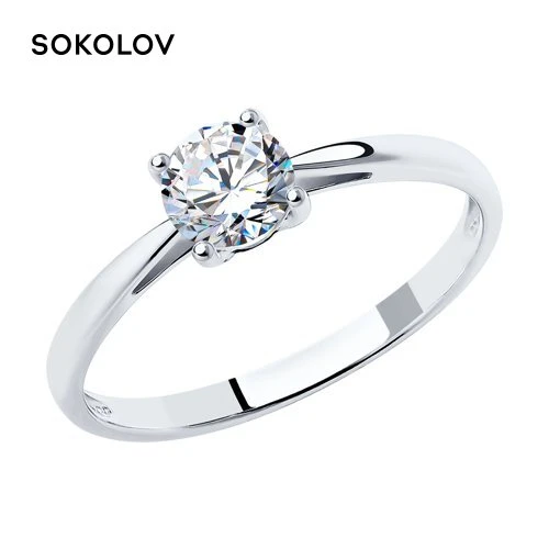 Engagement ring of silver with SOKOLOV phianite, fashion jewelry, 925, women's male