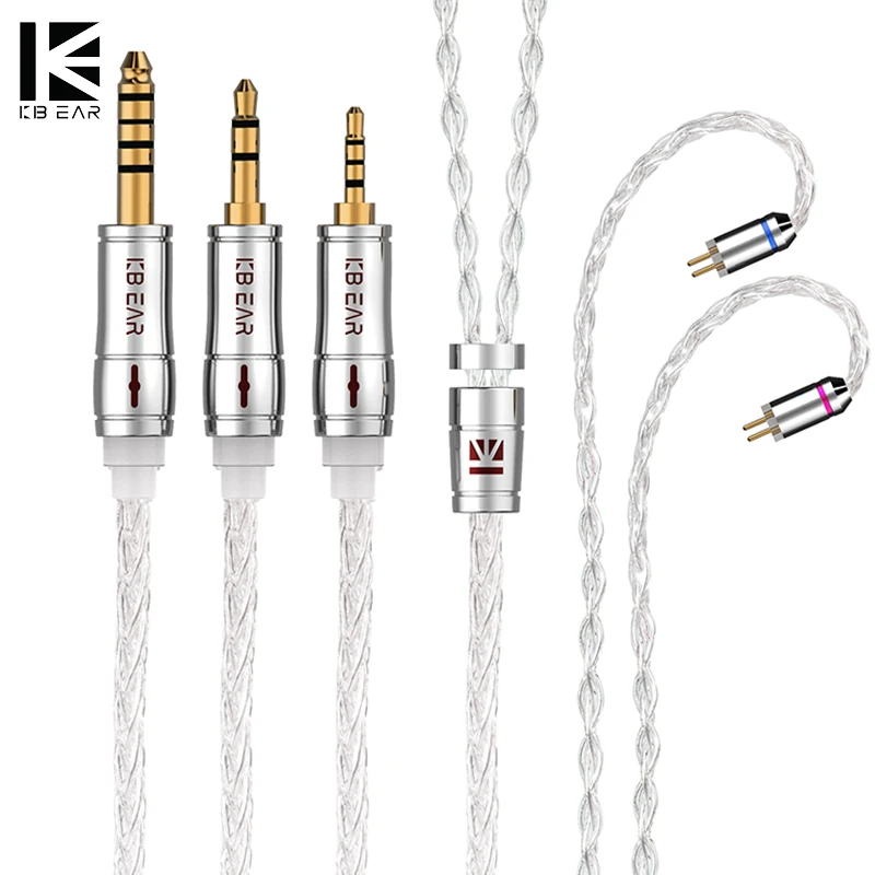 KBEAR Limpid Pro 8Core Pure Silver Earphone Cable 2.5/3.5/4.4MM MMCX/2PIN/QDC/TFZ Heradphone Connector For KZ EDX IEM Earbuds