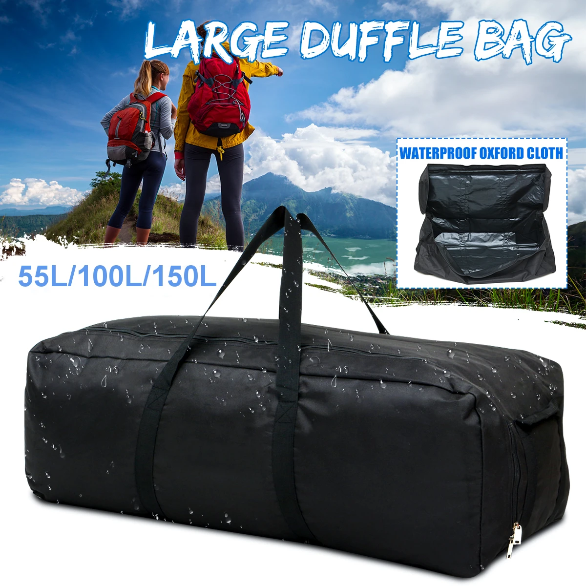 150L 100L 55L Gym Bag Outdoor Men's Black Large Capacity Duffle Travel Gym Weekend Overnight Bag Waterproof Sport Bags