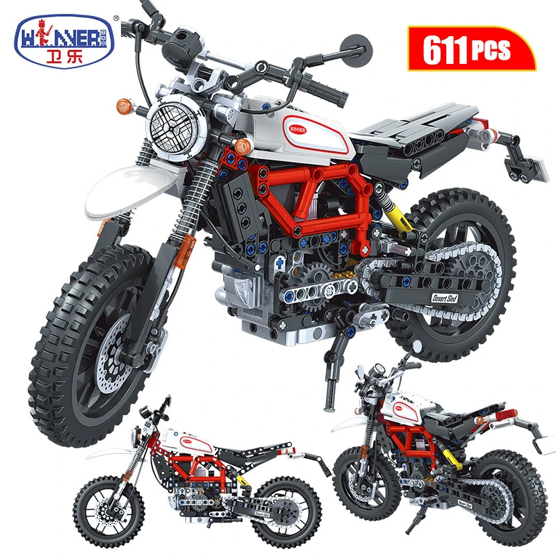 ERBO Technical Motorcycle car Model Building Blocks Speed Racing car City Vehicle MOC Motorbike Bricks Kits Toys For Children