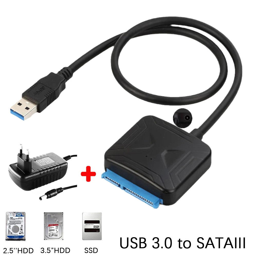 Converter 22 Pin SATA III to USB Cable USB 3.0 to SATA Adapter Cable Connector for 2.5 3.5 Inch External HDD SSD for PC Computer