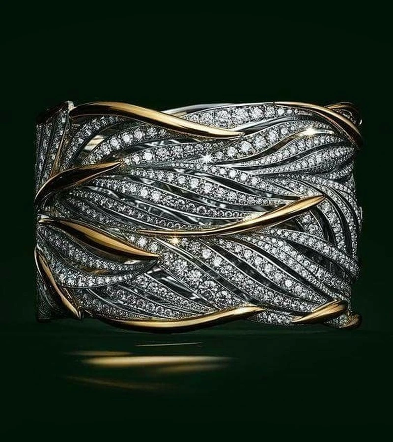 Gold Silver Color Big Band Wing Feather Ring for Women Wedding Engagement Fashion Jewelry with Zircon Stone S925 Silver 2019 New