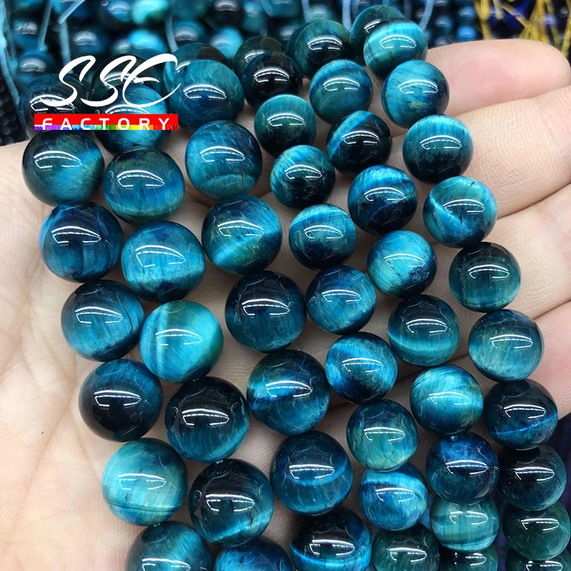 5A Quality Natural Stone Blue Tiger Eye Beads Round Loose Beads 6 8 10 12mm For Jewelry Making DIY Charm Bracelet 15
