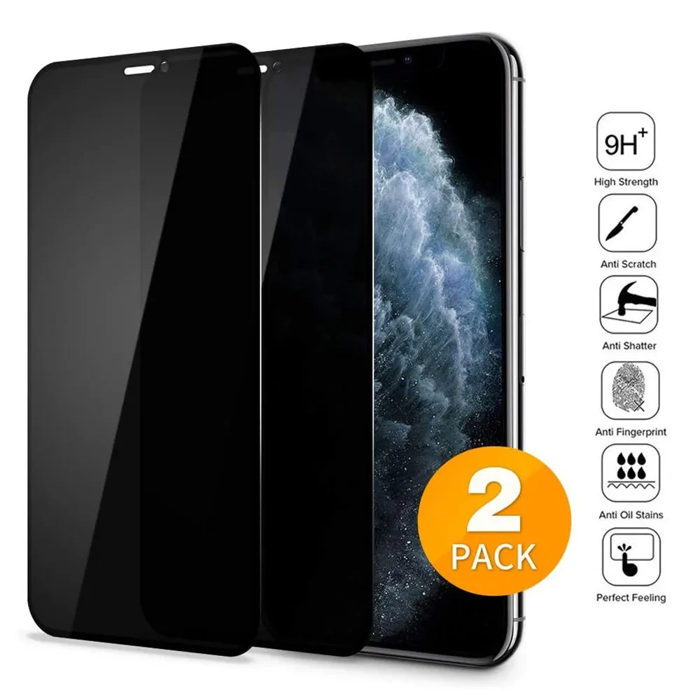 2PACK Anti-spy Tempered Glass For iPhone 13 12 11 Pro Max XS MAX XR Private Screen Protector Glass For iPhone 6 7 8 Plus 12 mini