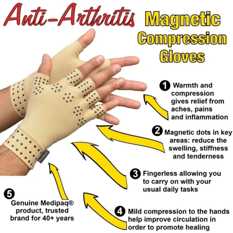 Magnetic Anti Arthritis Health Compression Therapy Gloves Rheumatoid Hand Pain Relief Hand Wrist Brace Corrector De Postura