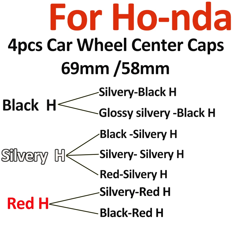 4PCS 69mm 6.9cm Wheel Center Cap Covers Car Logo Emblem Red/Silver/Black Auto Accessory Car Rim Wheel Hub Caps