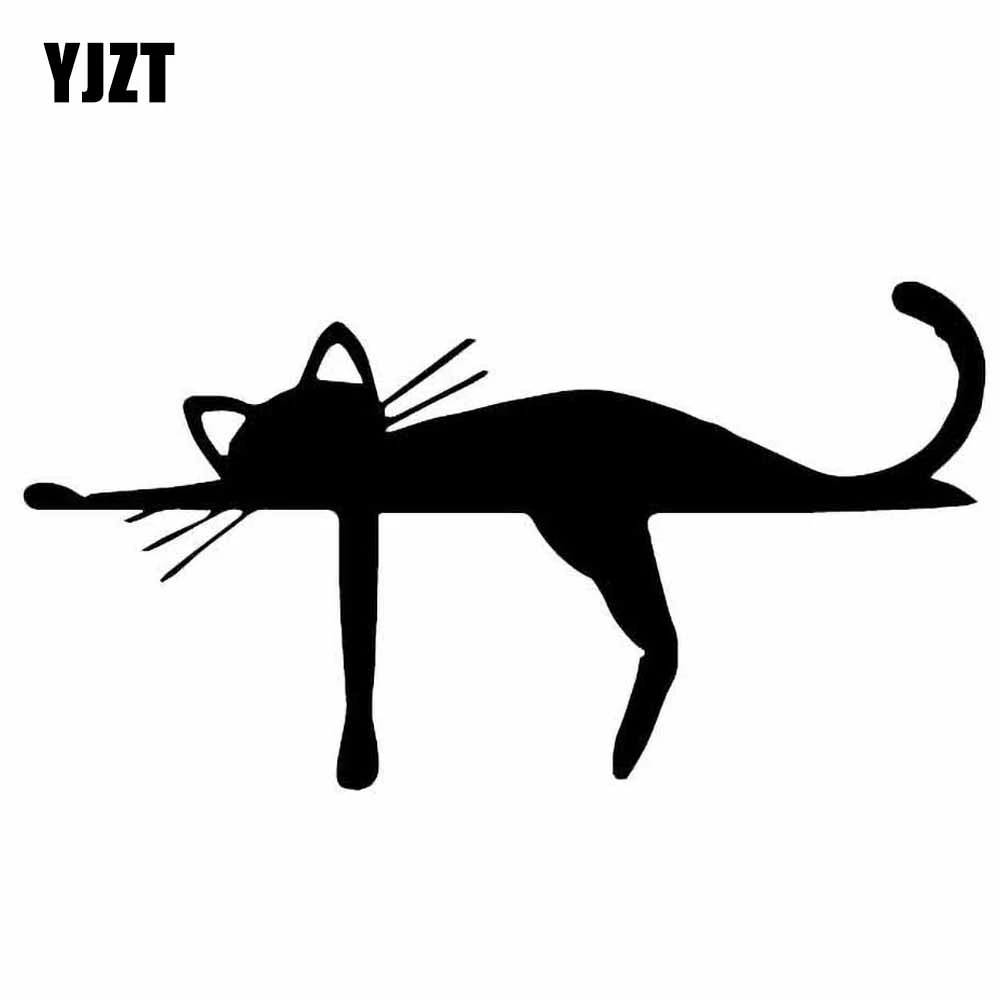 YJZT 15.9X8.4CM Vinyl Decal Cute Cat Animal Dream Funny Cheerful Cartoon Car Sticker Black/Silver C24-1763