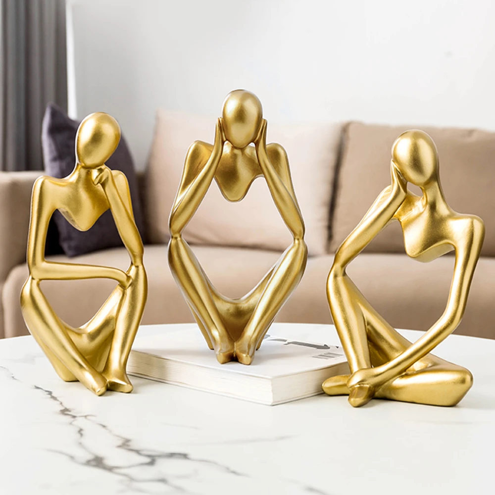 Thinker Statue Abstract Figure Sculpture Small Ornaments Resin Statue Home Crafts Home Decoration Thinker Figurines For Interior