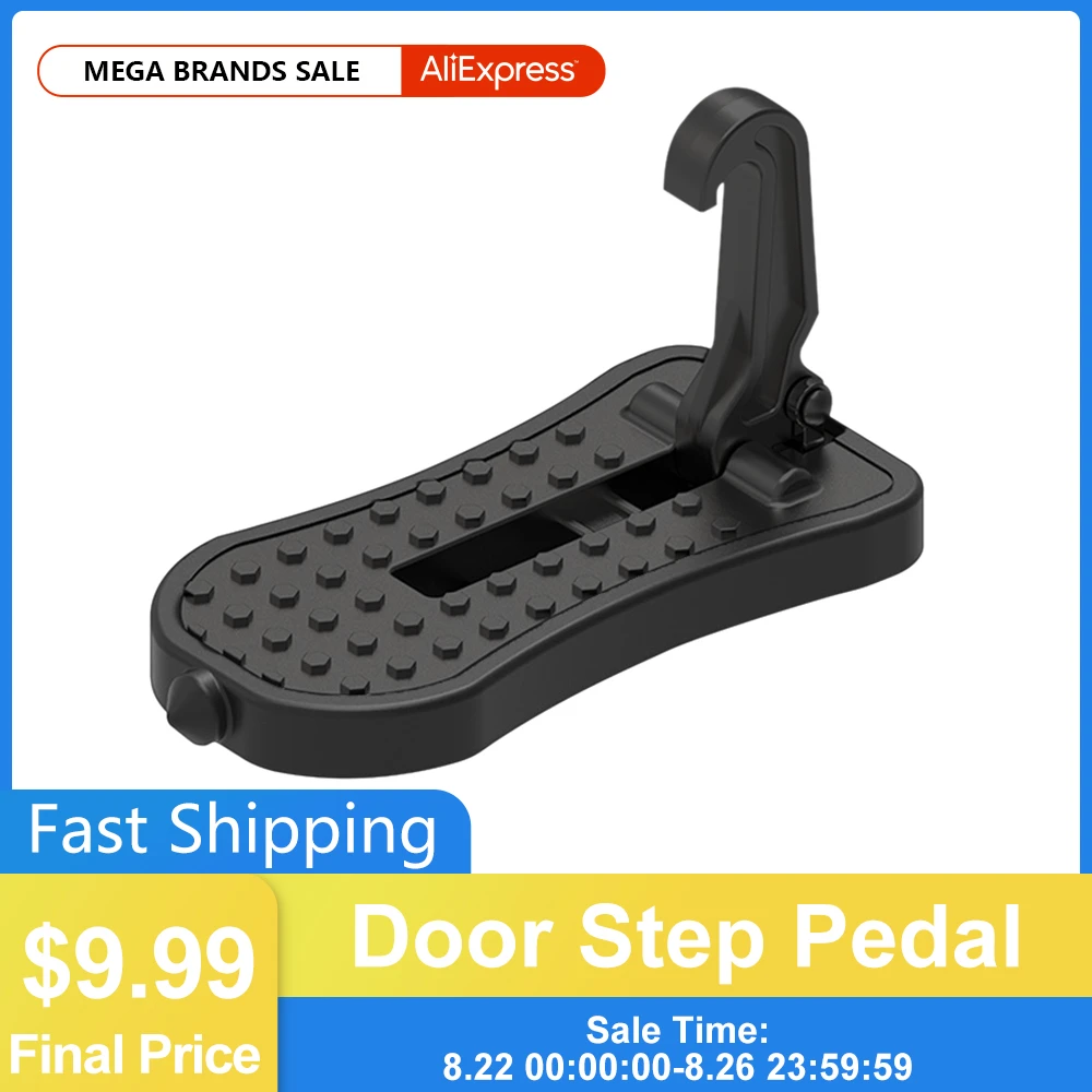 Car Door Step Pedal Stepping Ladder Foot Pegs For Car Folding Auto Doorstep Easy Access To Car Roof Rack With Safety Hammer