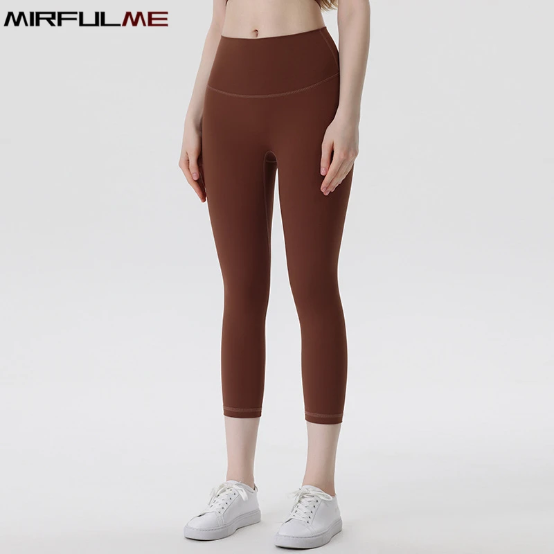 Women Yoga Pant Elastic Hit Color Seamless Sport Leggings Quick Dry Capris Running Trouser Woman Crop Leggins Gym Fitness Tights