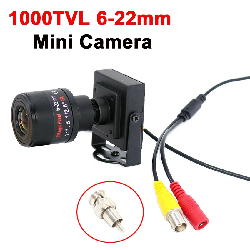 1000TVL/700TVL 9-22mm Varifocal Lens Metal Mini Camera Manual Adjustable Lens with RCA Adapter CCTV camera Car Overtaking Camera