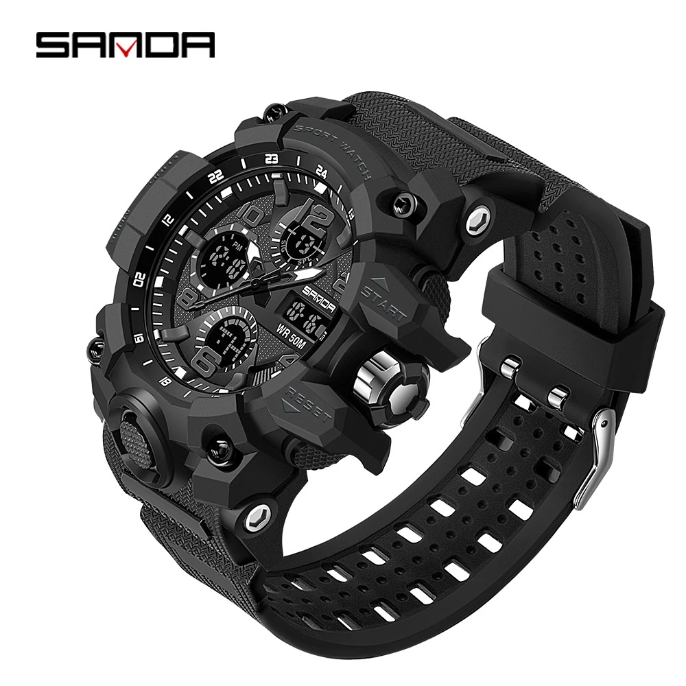 SANDA G Style Military Sport Watch Men Top Brand Luxury Shock Resist LED Digital Quartz Watches For Men Clock Relogio Masculino