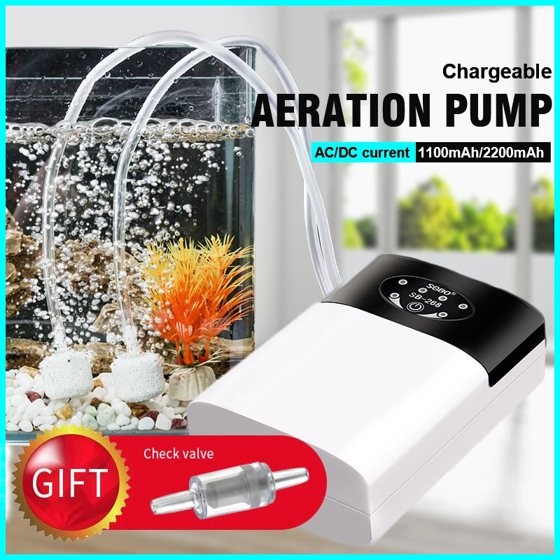 AC/DC Oxygen Pump Practical USB Charging Portable Exhaust Air Stone Ultra Silent Air Compressor for Fish Tank Aquarium