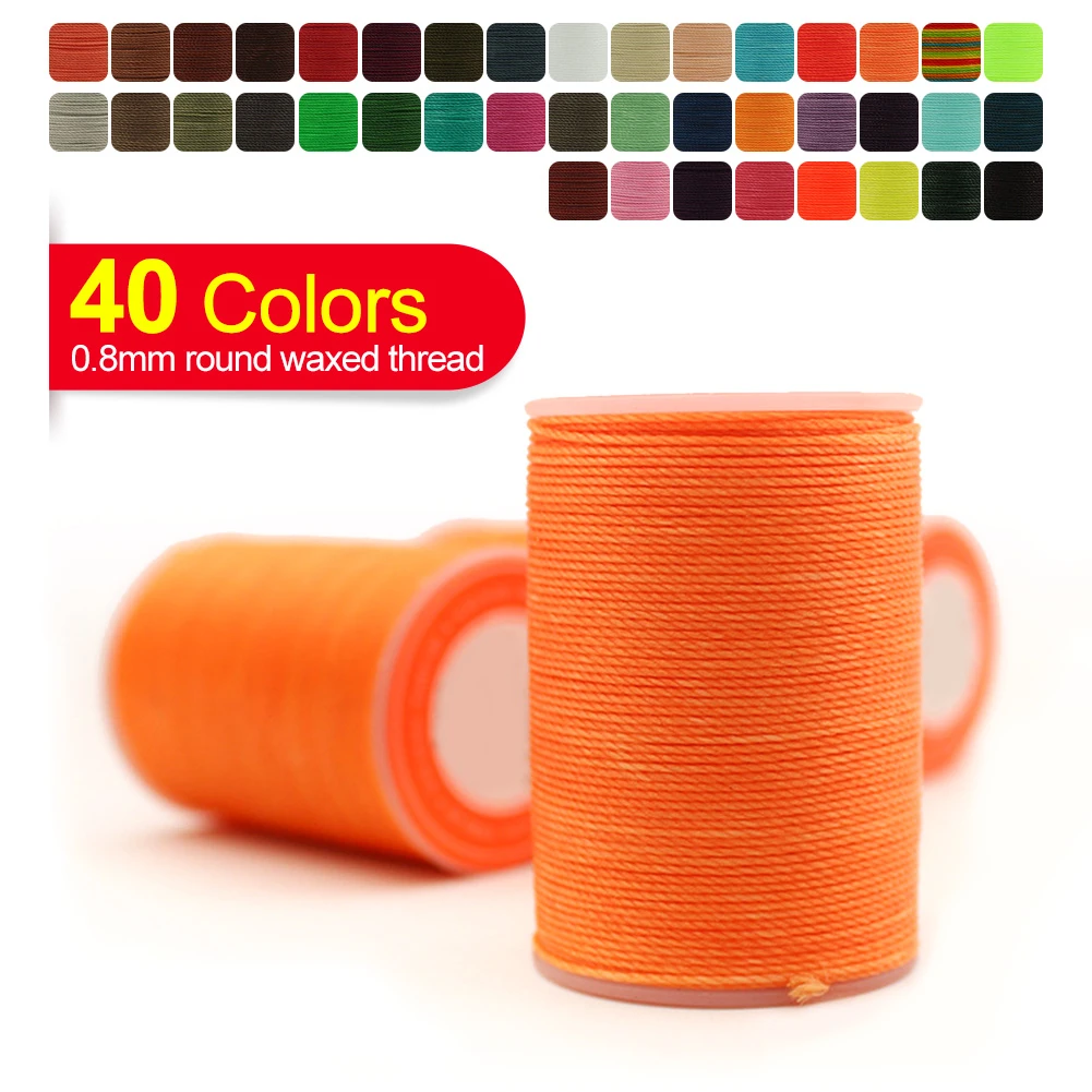 High Quality Hand Sewing Round Waxed Thread, 0.8mm Strong Polyester Thread for Leather Clothing Wallet Sofa DIY Craft New Colour