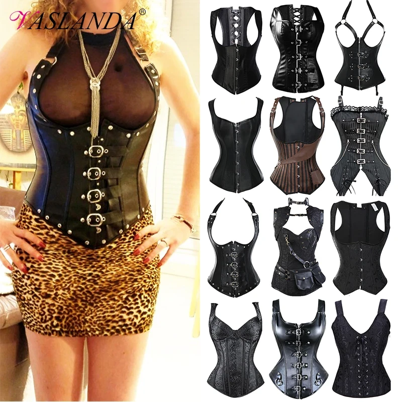 Waist Training Corset Vest Women Lace Up Boned Steampunk Bustiers Top Sexy Corselet Burlesque Clothing Gothic Party Costume