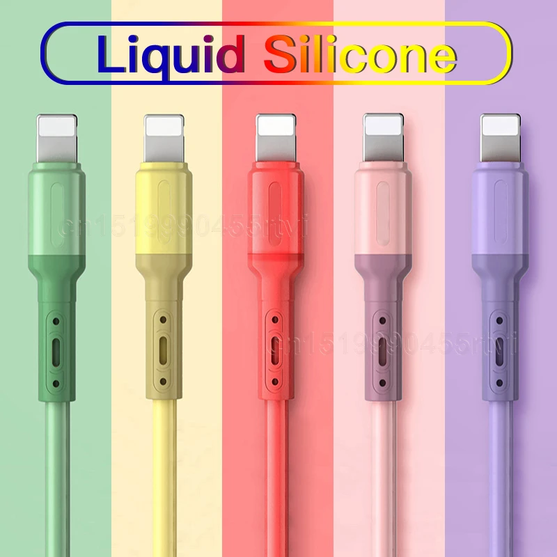 USB Cable For iPhone 13 12 11 Pro Max X XR XS 8 7 6s 5s Fast Data Charging Charger USB Wire Cord Liquid Silicone Cable 1/1.5/2M