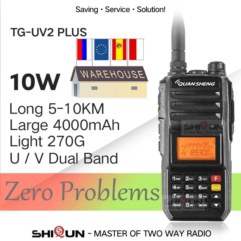 Walkie-Talkie 10KM QuanSheng TG-UV2 Plus 10W Long Range Talkie Walkie 10KM 4000mah Radio 10 KM vhf uhf Dual Band Analog UV2Plus