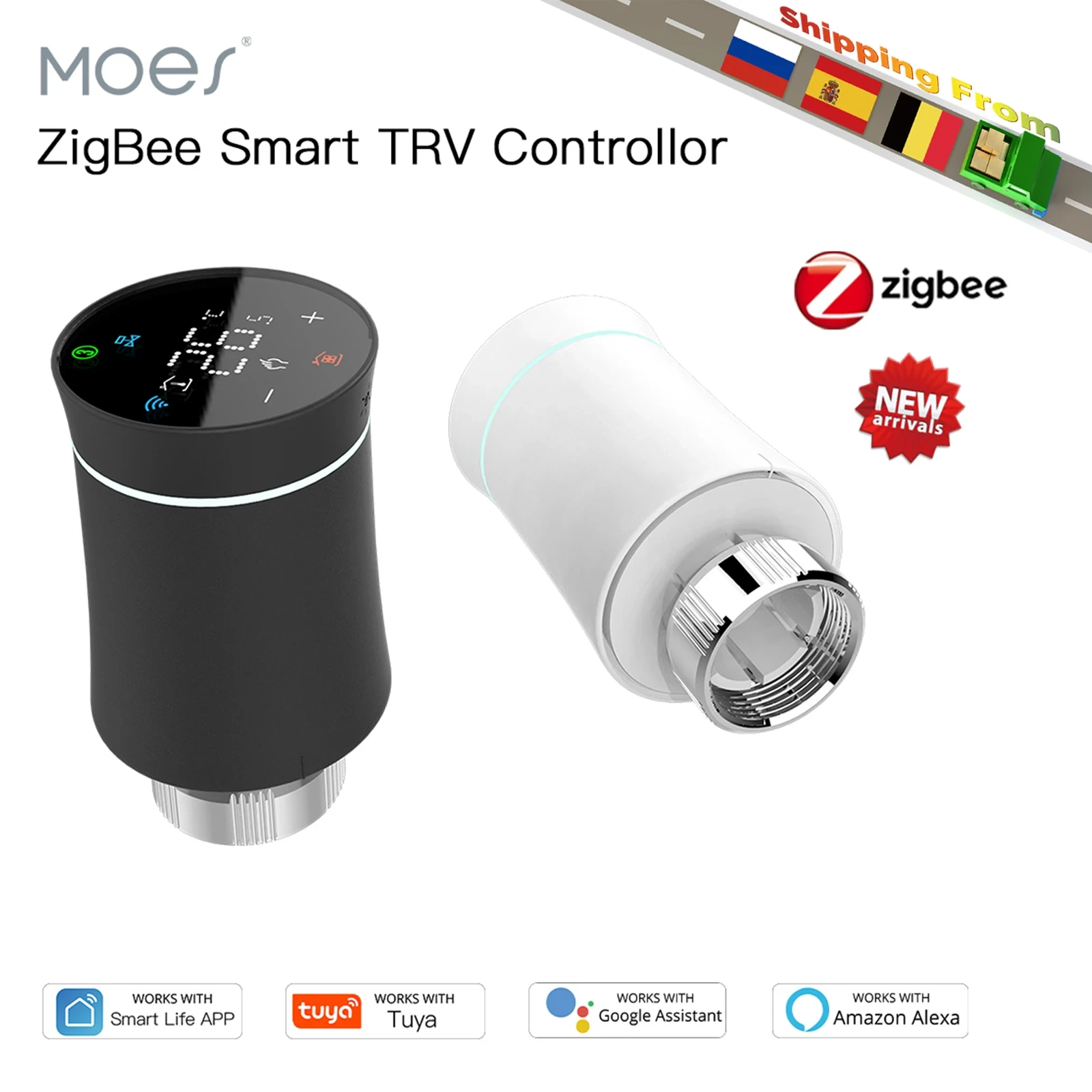 MoesHouse ZigBee Thermostat Tuya Radiator Actuator Valve Smart Programmable TRV Temperature Controller Alexa Voice Control New