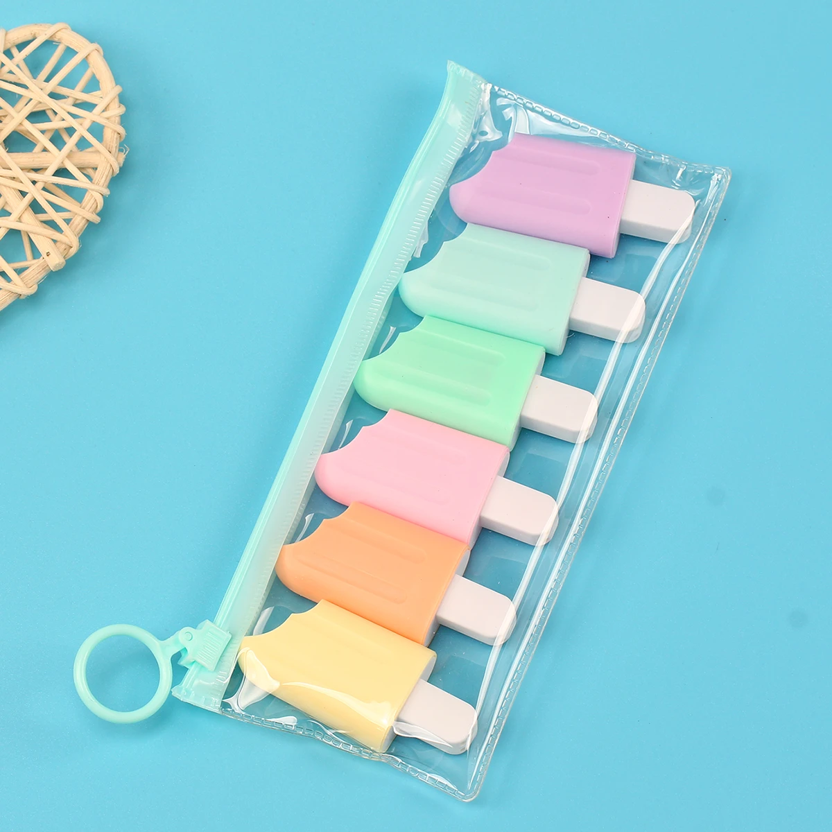 6 Pieces /Pack Lytwtw's Cute Kawaii Iscream Ice Cream Candy Color Highlighter Office School Supplies Gift