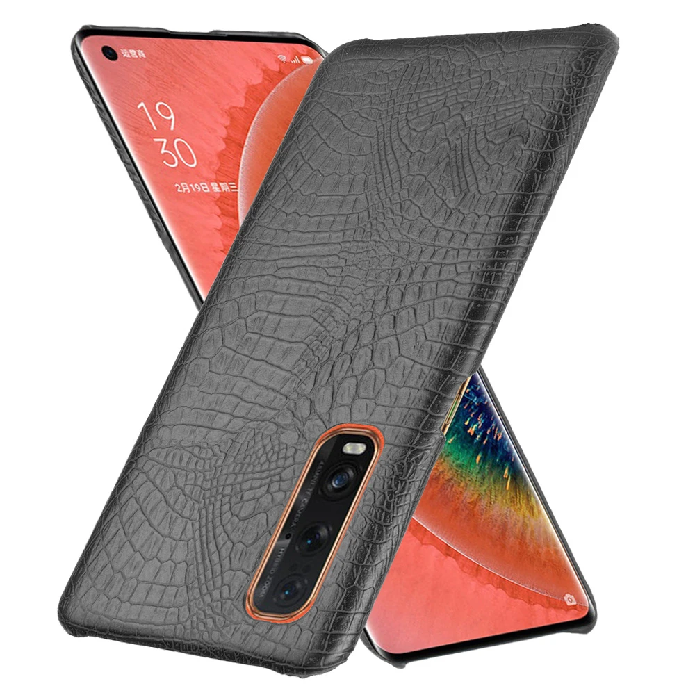 Find X2 Pro Case Luxury Crocodile Texture PU Leather with Hard Plastic Case on For Oppo Find X2 Neo Lite