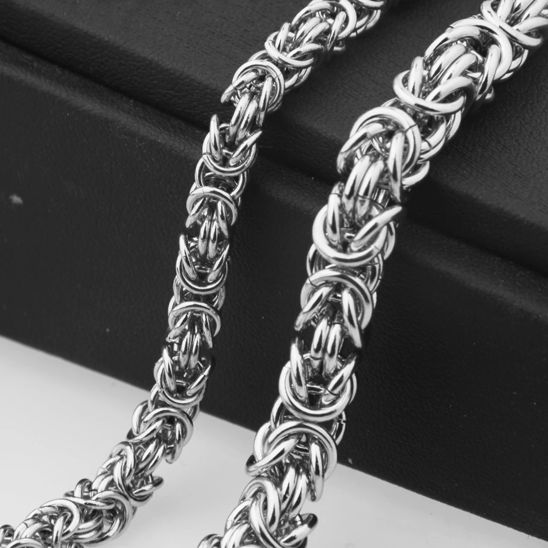 Fashion Men's Jewelry Trendy Stainless Steel Byzantine Chain Necklace Link Chain 7