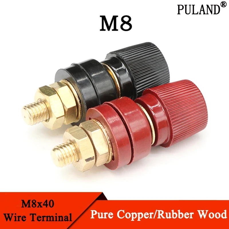 Copper 555 M8x40 Wire Binding Post Thread Screw Dia 8mm Lithium Battery Weld Inverter Clamp Power Supply Connect Terminal Splice