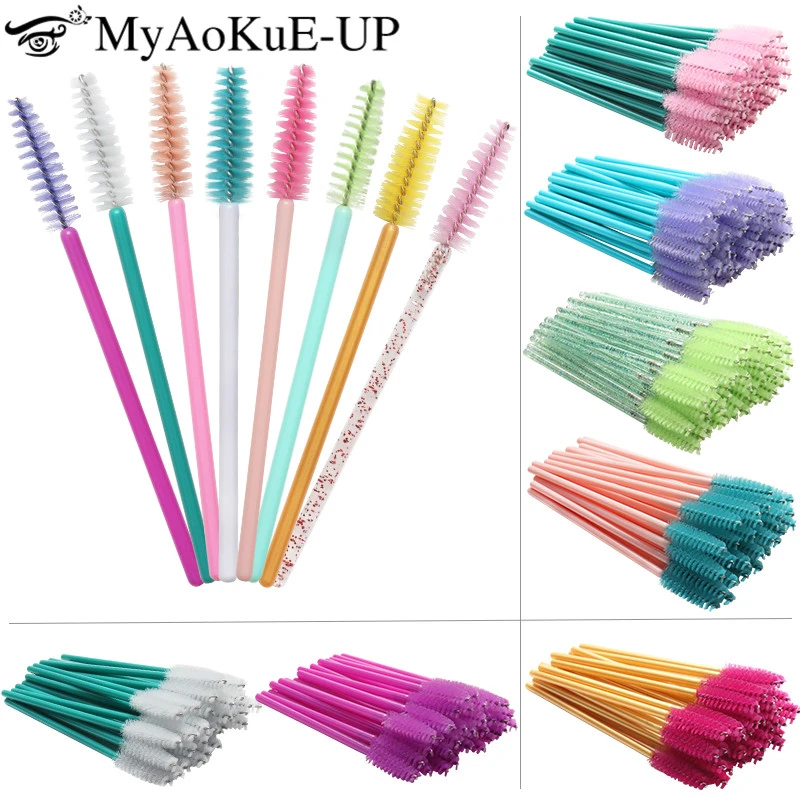 50pcs New Arrivals Eyelash Brushes Soft Head For Eyelashes Eyebrow Applicator Mascara Wand Microbrush brushes Makeup Brushes