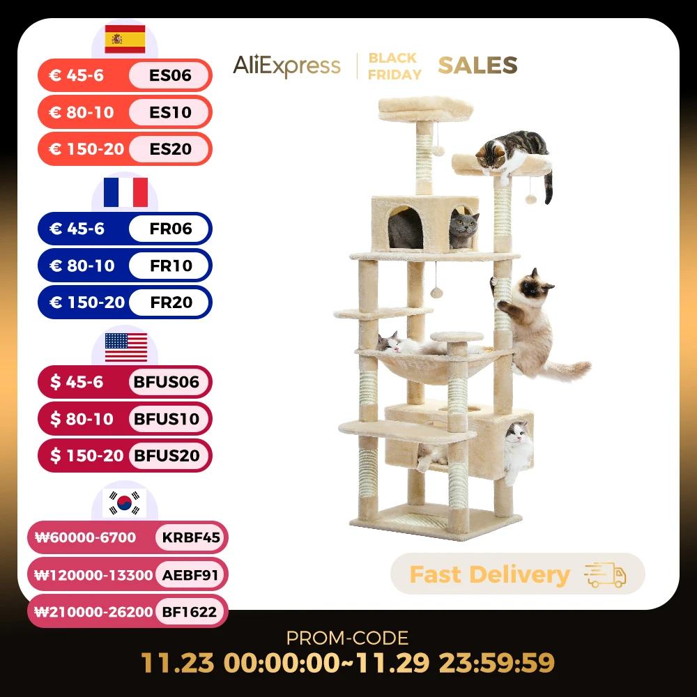 Luxury Pet Cat Tree House Condo Furniture Multi-Layer Cat Tree with Ladder Toy Sisal Scratching Post for Cat Climbing JumpingToy