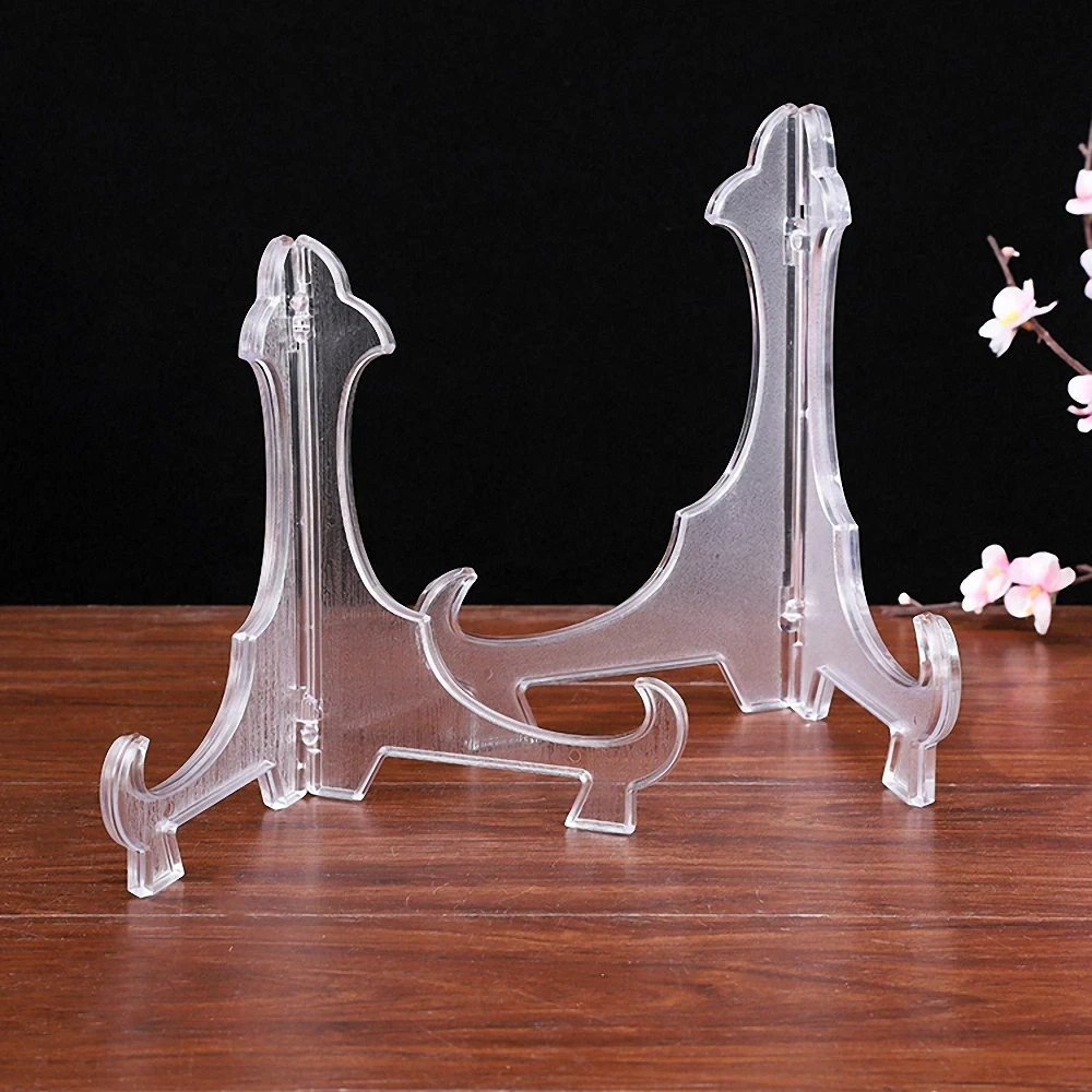 Easels Plate Holders Transparent Display Dish Stand Rack Weddings Photo Picture Frame Display Stand Pedestal Holder Support