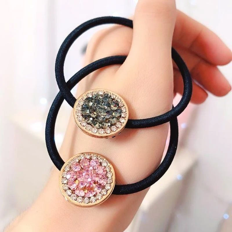 1pc Hair Rope Hair Accessories Rhinestone Rubber Elastic Hairband Girls Seamless Shiny Hair Ring Fashion Headwear for Women