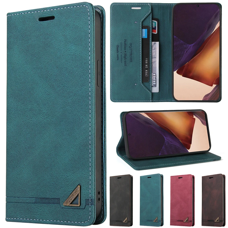 Wallet Anti-theft Brush Leather Case For Samsung Galaxy Note 20 Ultra/10 Pro/9/8 S21/S20 Plus/Ultra/FE S10/S9/S8 Plus A12 A22