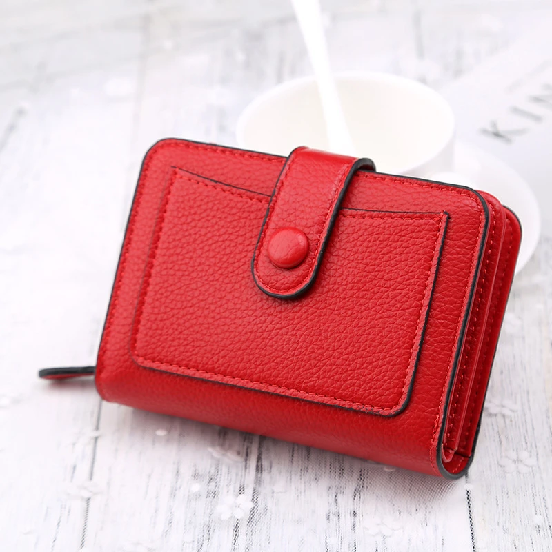 Women Wallets 2021 New Luxury Brand Red Black Small Mini Coin Purse Hasp Card Holder Lady Wallet Zipper Female Leather Buckle