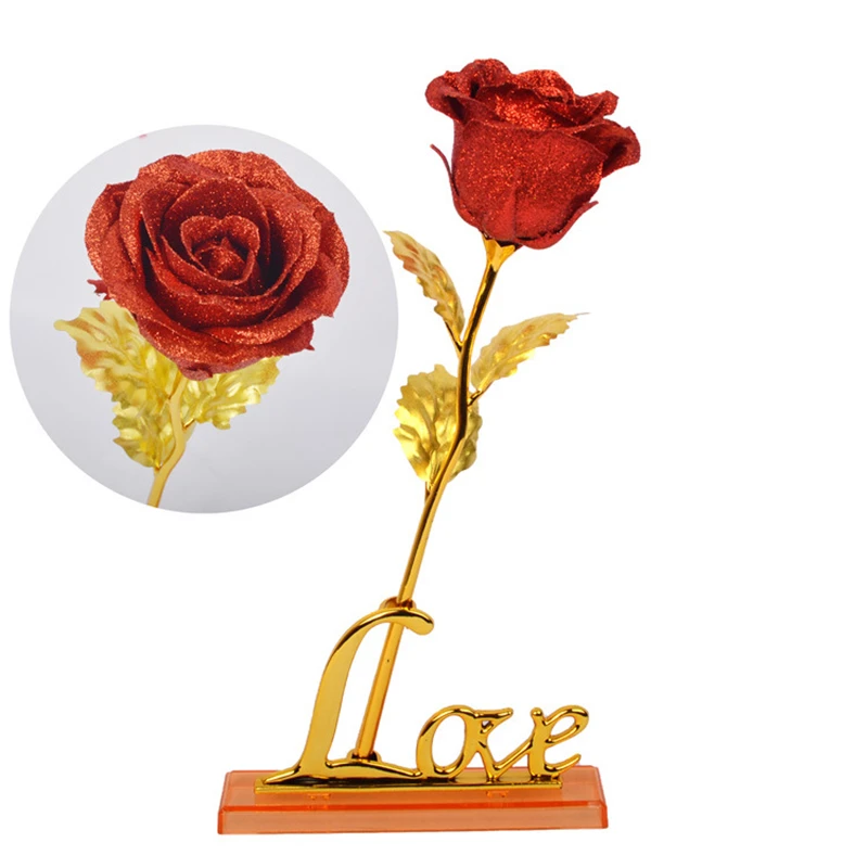 24k Gilded Rose Gold Leaf Artificial Rose Flower The Best Gift for Christmas Wedding Anniversary Mother's Day Valentine's Day