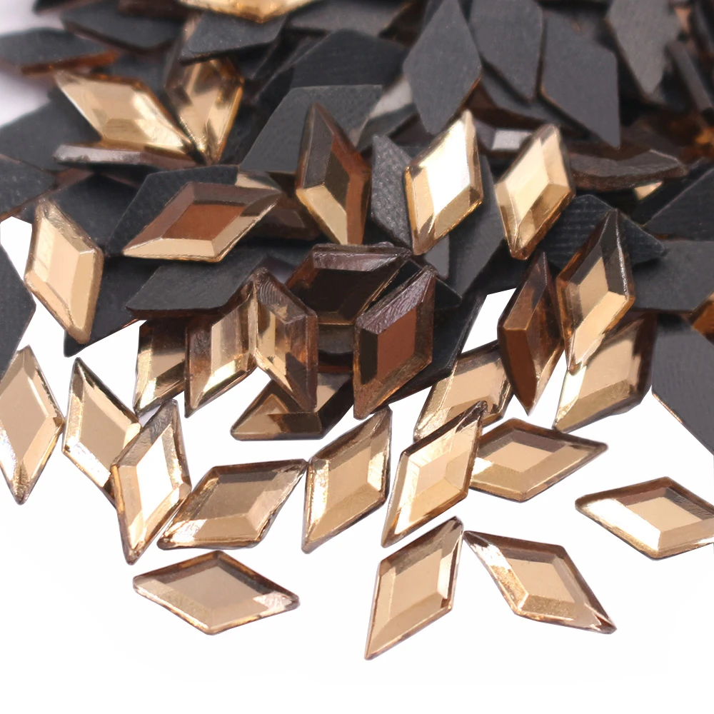 5x10mm Glass Crystals Flatback Rhombic Shape Glue-back Iron on Hotfix Rhinestones Crafts Garment Rhinestones Stones and crystals