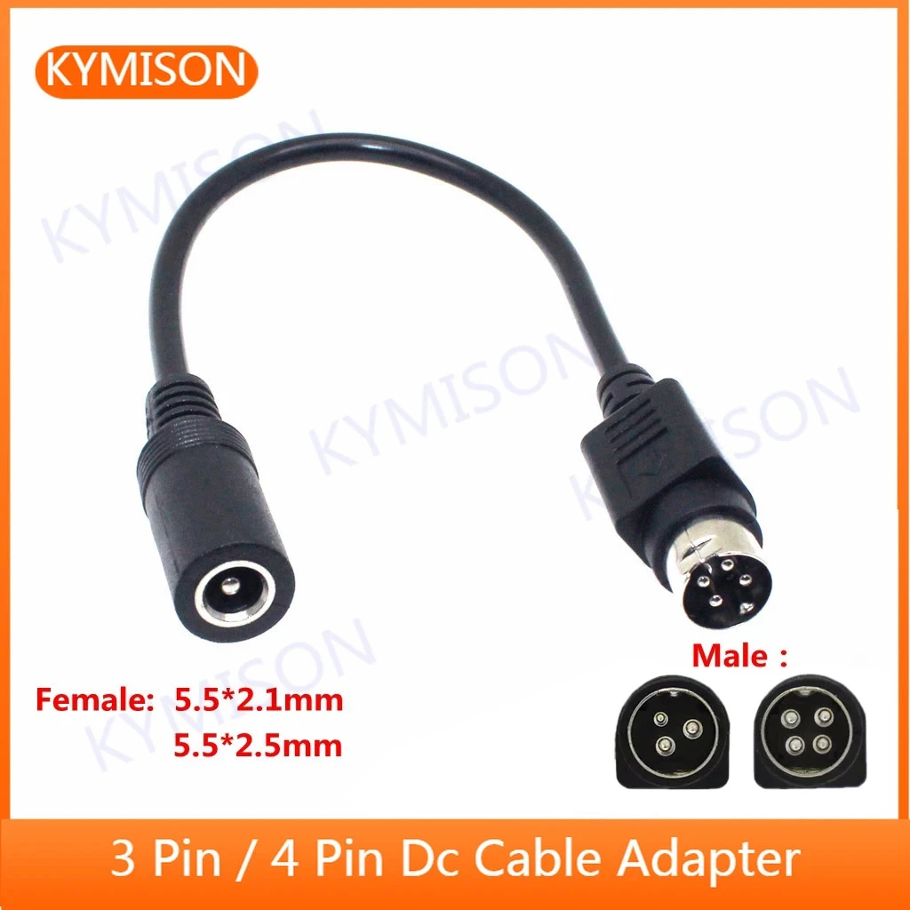 Female 5.5*2.5mm to male 4-Pin Cable Lead For SATO TG-5011-19V-ES Just a 4-Pin cable For TV LCD VCR power supply