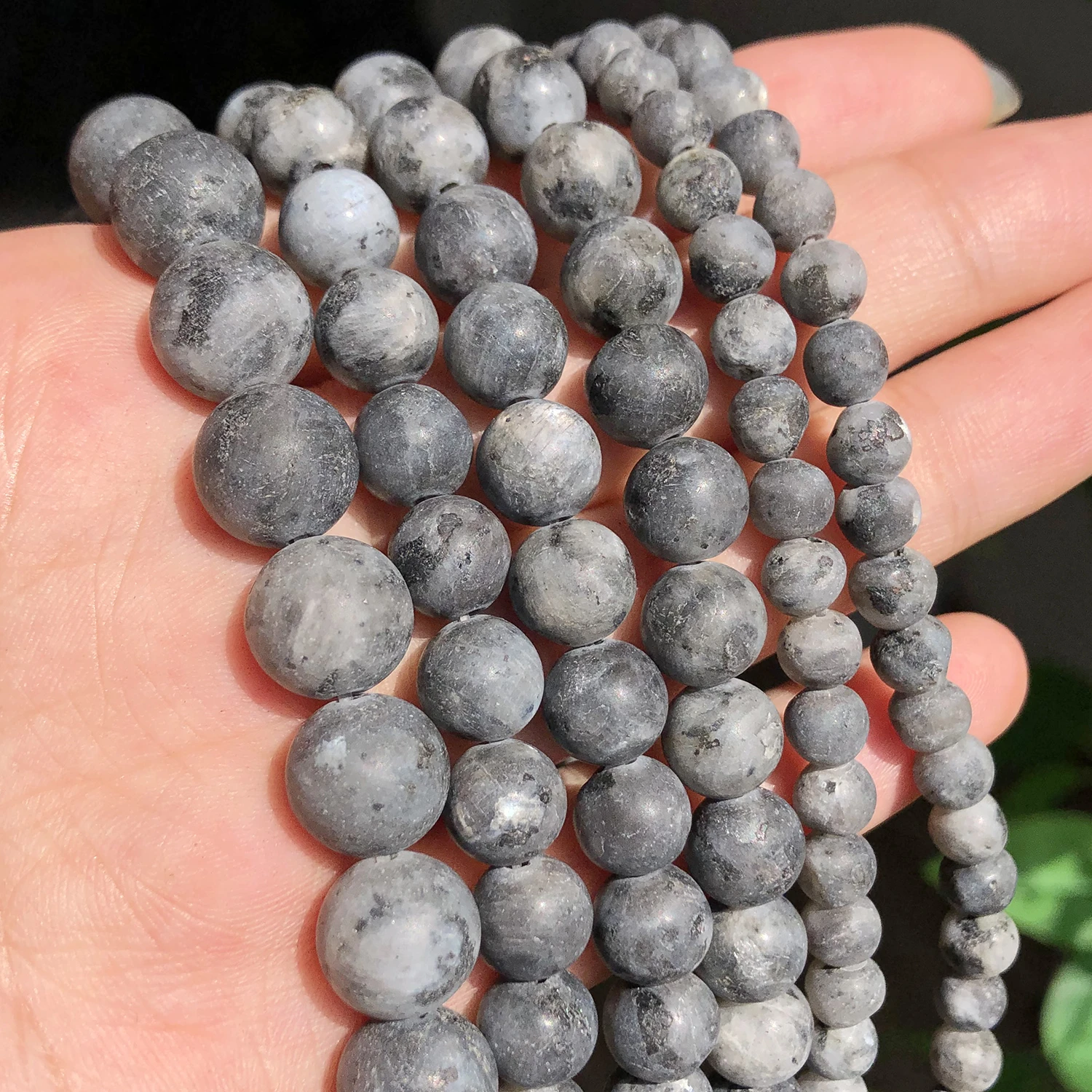 Natural Matte Black Labradorite Stone Bead Round Beads for Jewelry Making 15'' Strand DIY Bracelet 4mm 6mm 8mm 10mm