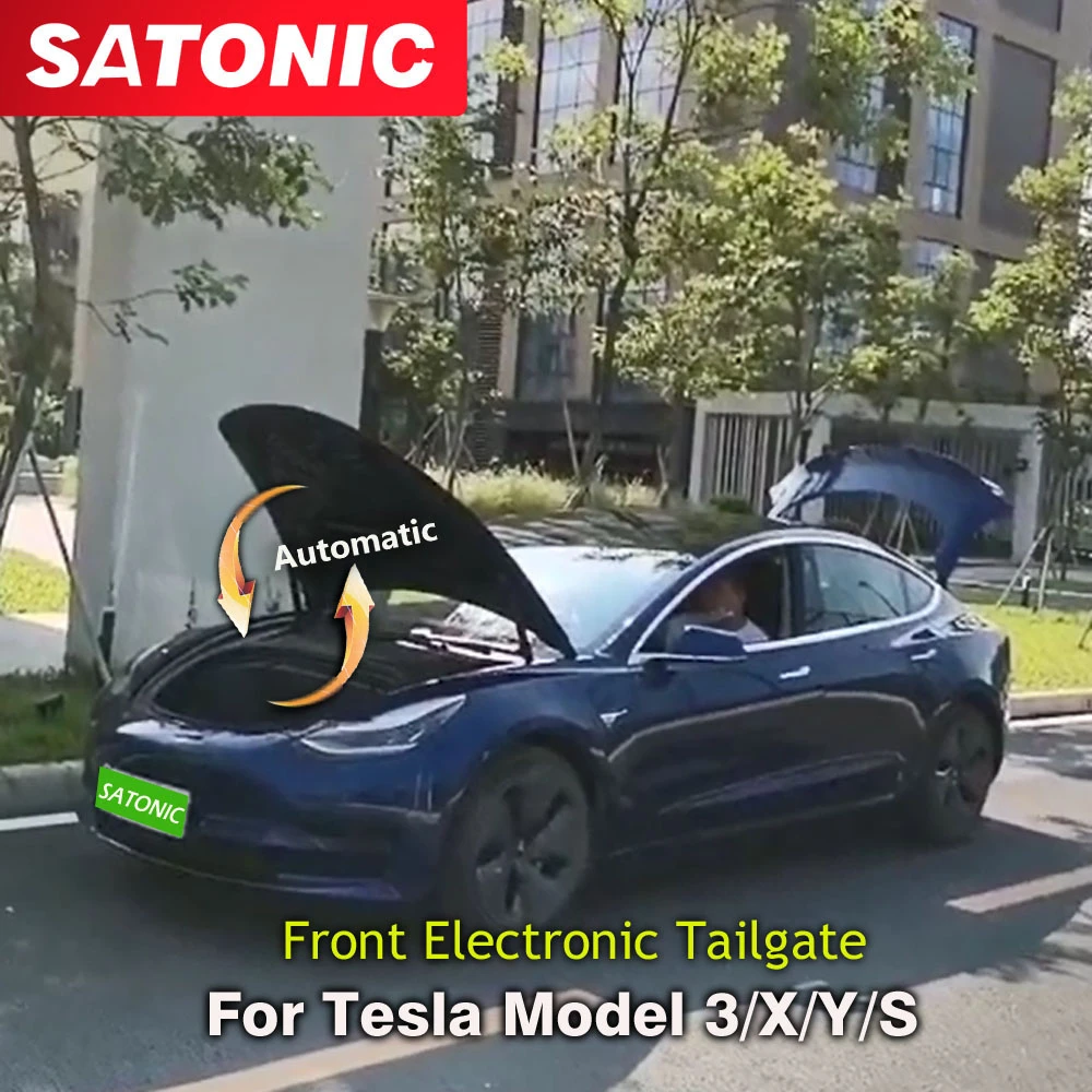 SATONIC Electric Front Tailgate Car Modified Automatic Lifting Power Frunk For Tesla Model 3 Y S X  APP Control Waterproof V5.0