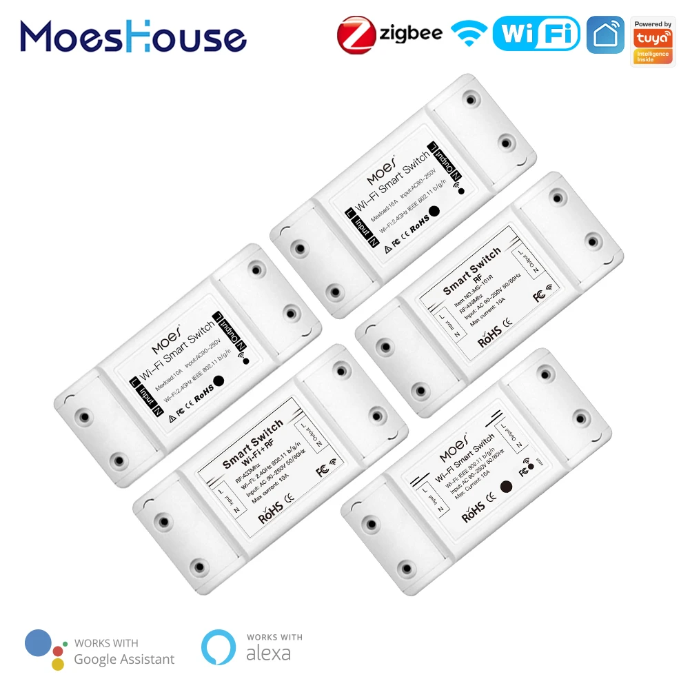 Mouehouse DIY Bluetooth Wi-Fi Smart Light Switch  Timer Smart Life APP Wireless Remote Control Works with Alexa Google Home