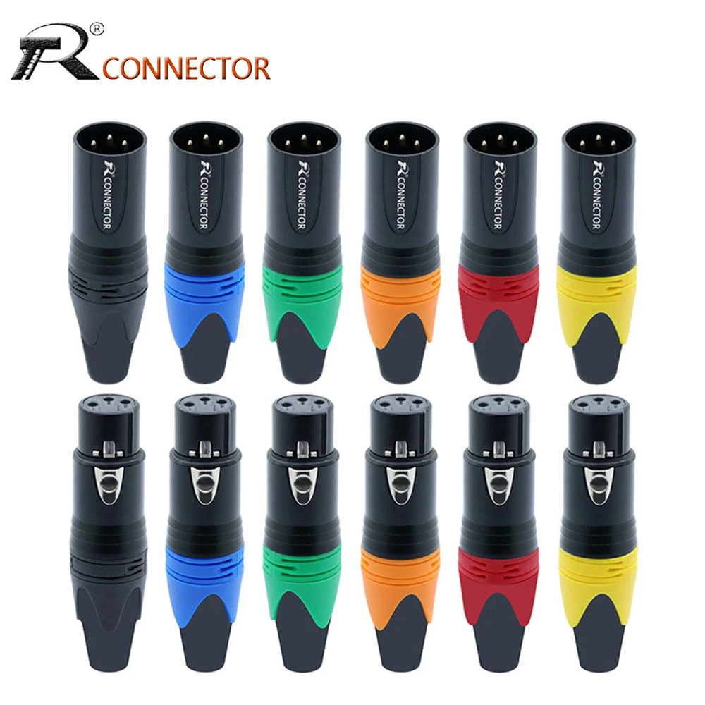 3PIN XLR connector Microphone plug male female adapter MIC wire connector 6 colors offer