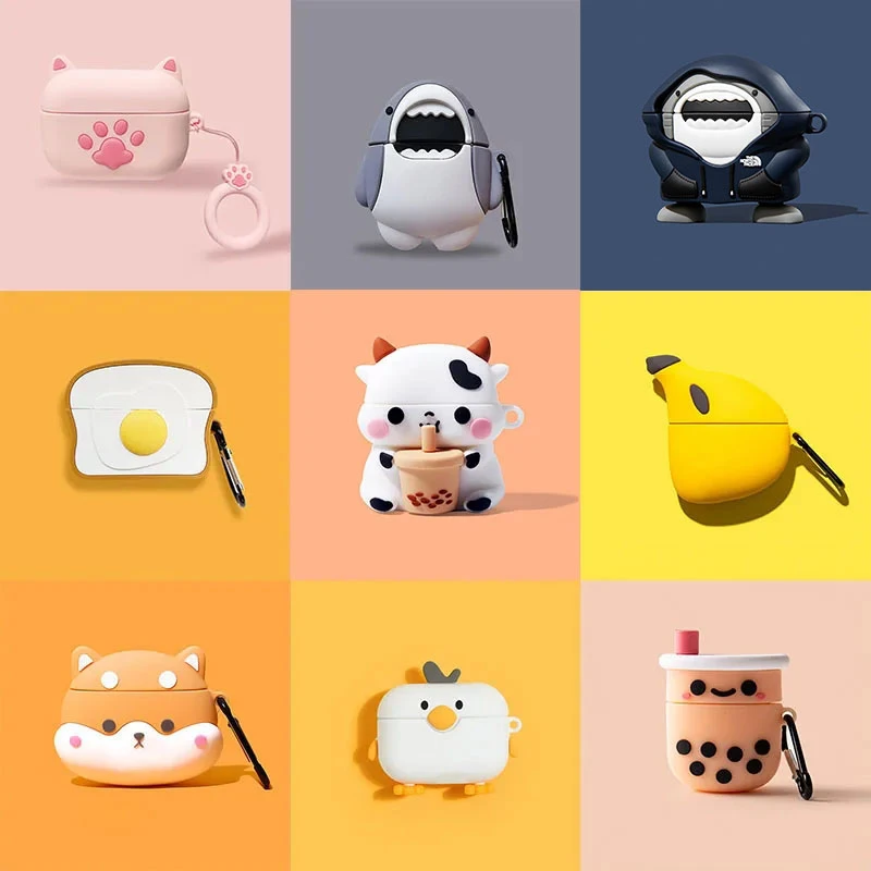 3D Cartoon Animal Soft Silicone Headphones Case for AirPods Pro Case Wireless Bluetooth Earphone Protect Cover for AirPods 3 Pro