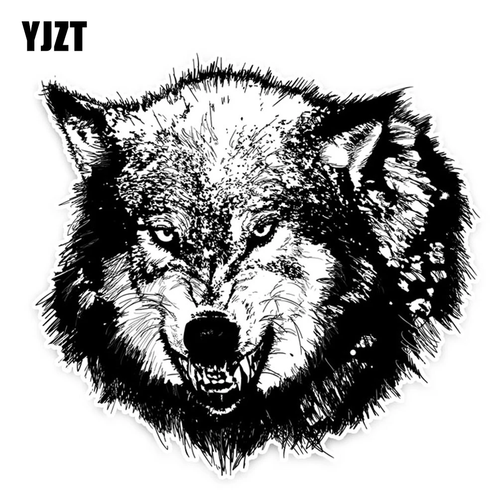 YJZT 16CM*15.3CM Hungry Wolf Bray Personality Car Window Sticker Decal 5-0914