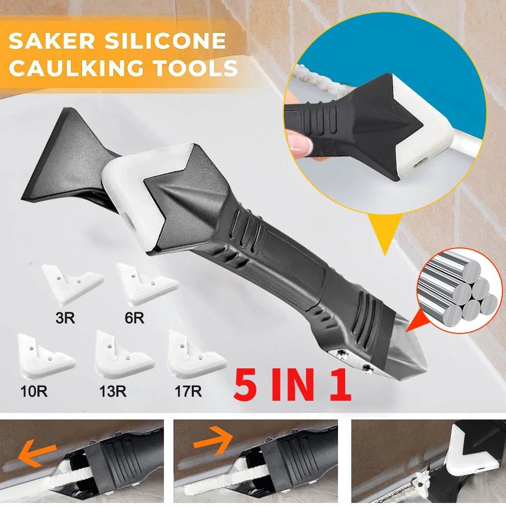 3/5 In 1 Silicone Scraper Sealant Smooth Remover Tool Set Caulking Finisher Smooth Grout Kit Floor Mould Removal Hand Tools Set