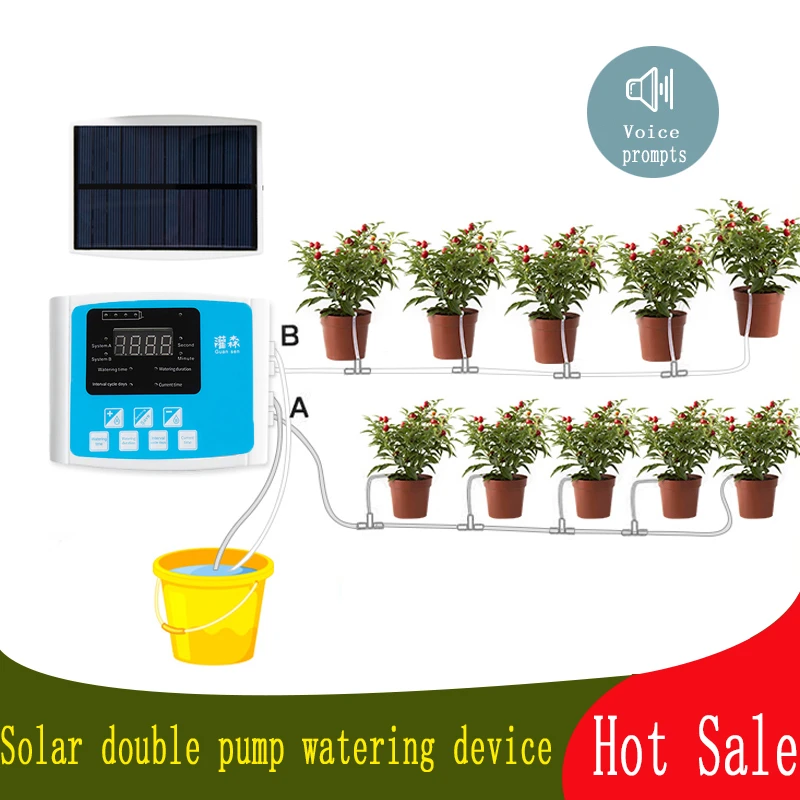 1/2 Pump Intelligent Drip Irrigation Water Pump Timer System Garden Automatic Watering Device Solar Energy ChargingPotted Plant