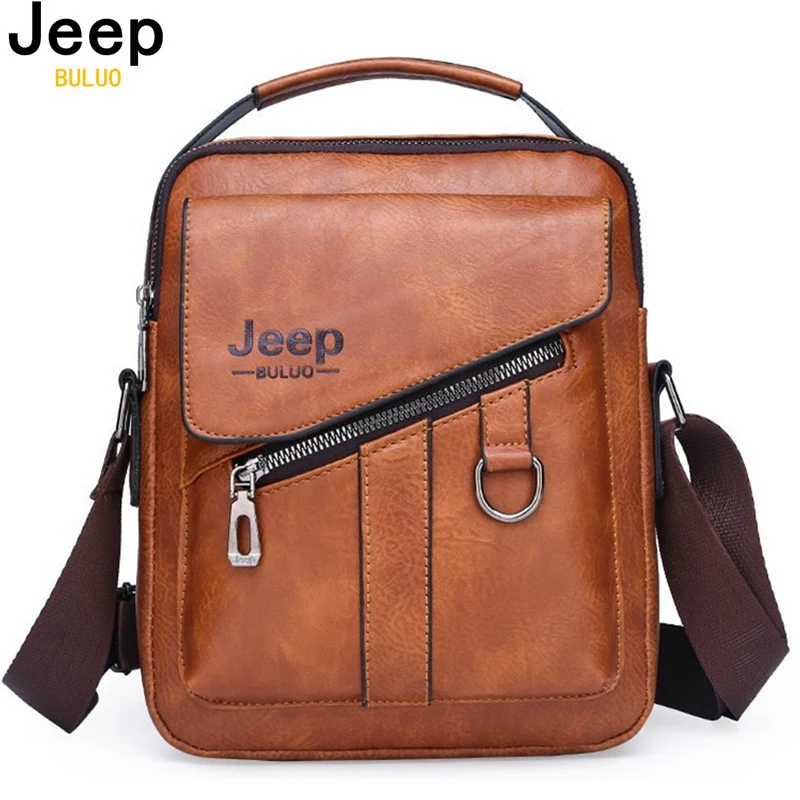 JEEP BULUO Men Bags Crossbody Shoulder Bag For Male Split Leather Messenger Tote Bag Travel Luxury Brand New  Fashion Business