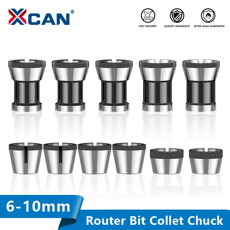 XCAN Router Bit Collet Chuck 6 6.35 7 8 10mm Wood Engraving Trimming Machine Milling Cutter Precision Collet Tool Holder